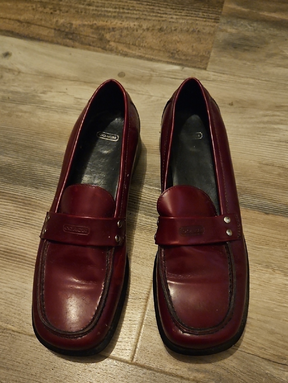 Coach Burgundy Leather Penny Loafers